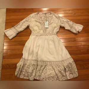 K High Fashion New World Made in Italy Lace White/Ivory Boho Dress